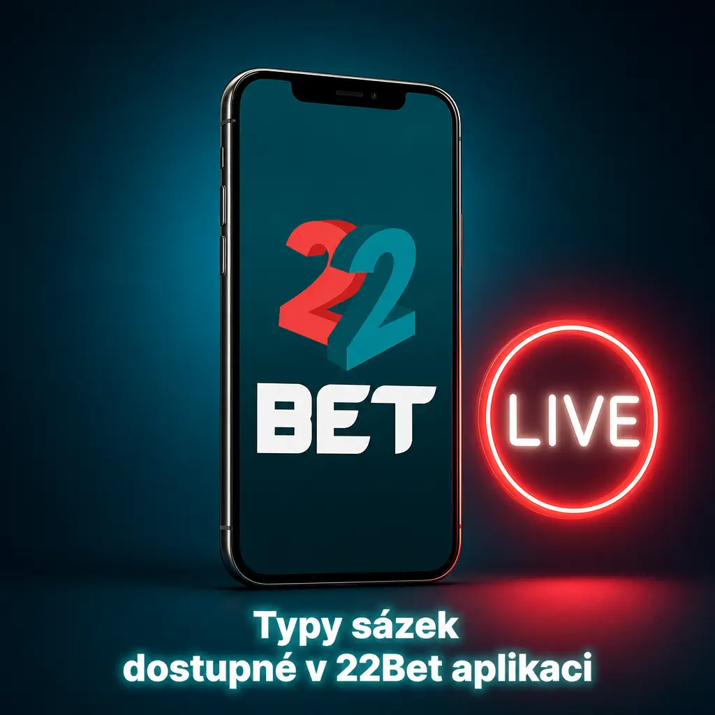 Přehled typů sázek v aplikaci 22Bet: single, kombinovaná, systémová, řetězová a živé sázení.